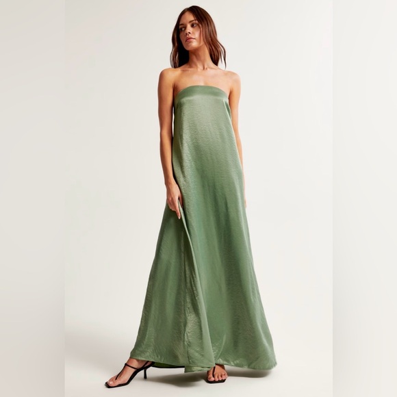 Abercrombie & Fitch Dresses & Skirts - Abercrombie & Fitch Olive Green Strapless Maxi Dress